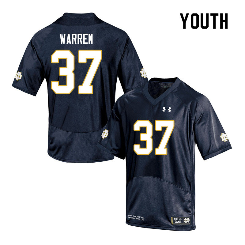 Youth #37 James Warren Notre Dame Fighting Irish College Football Jerseys Sale-Navy - Click Image to Close